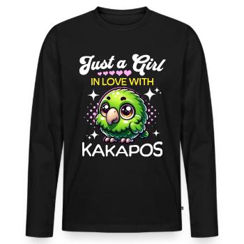 Perroquet de nuit Kakapo - T-shirt manches longues Premium bio Homme - noir - Devant - Nico (187cm)