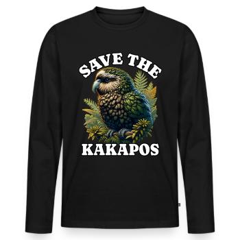 Save Night Parrot - Men's Premium Organic Long Sleeve Shirt - black - Front - Nico (187cm)