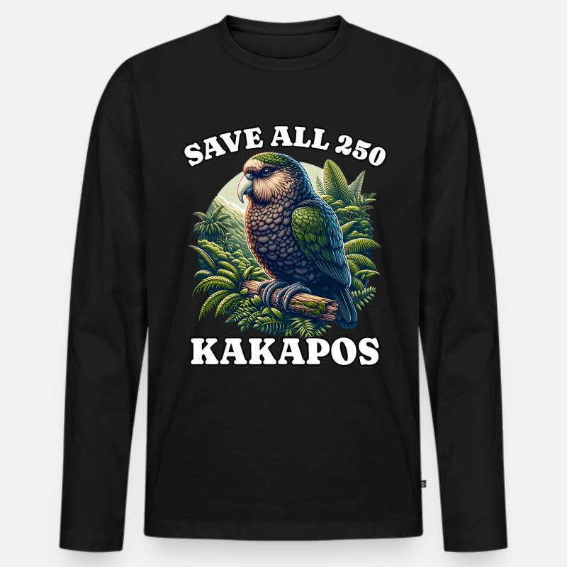 Save Kakapo - Männer Premium Bio Langarmshirt - Schwarz