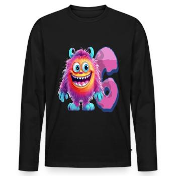 Monster Design pour les enfants – Six ans - T-shirt manches longues Premium bio Homme - noir - Devant - Nico (187cm)