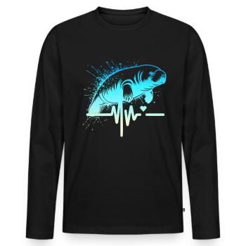 Dugong Cardio Lamantin - T-shirt manches longues Premium bio Homme - noir - Devant - Nico (187cm)