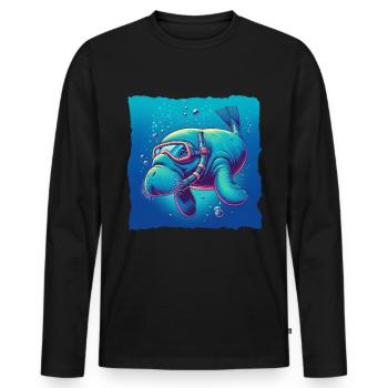 Dugong Manatee - Men's Premium Organic Long Sleeve Shirt - black - Front - Nico (187cm)