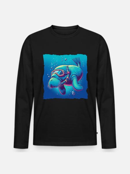 Dugong Manatee - Men's Premium Organic Long Sleeve Shirt - black