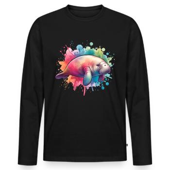 Dugong Manatee - Men's Premium Organic Long Sleeve Shirt - black - Front - Nico (187cm)