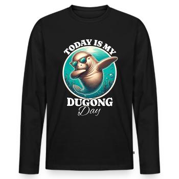 Manatee Dugong - Men's Premium Organic Long Sleeve Shirt - black - Front - Nico (187cm)