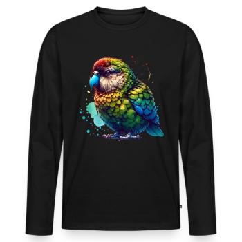 Kakapo Night Parrot - Men's Premium Organic Long Sleeve Shirt - black - Front - Nico (187cm)