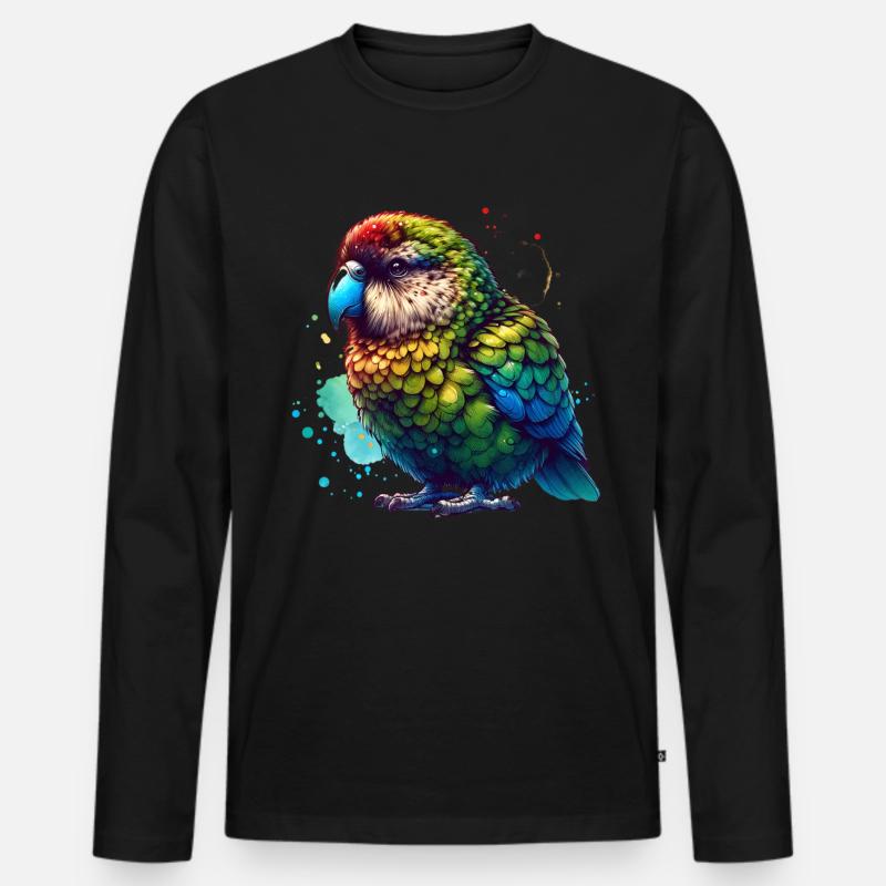 Kakapo Nachtpapagei - Männer Premium Bio Langarmshirt - Schwarz