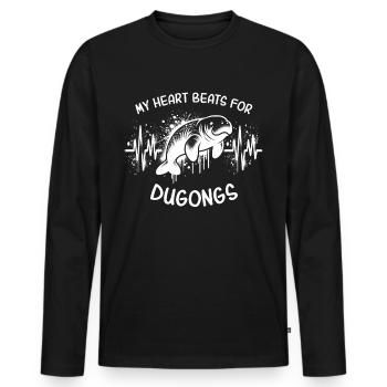 ECG Ligne de cœur de lamantin - T-shirt manches longues Premium bio Homme - noir - Devant - Nico (187cm)