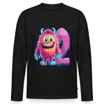 Conception de monstres pour enfants - Deux ans - 2. - T-shirt manches longues Premium bio Homme - noir - Devant - Nico (187cm)