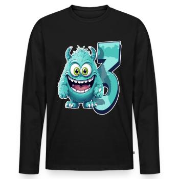 Design de monstre pour les enfants – 3 ans - T-shirt manches longues Premium bio Homme - noir - Devant - Nico (187cm)
