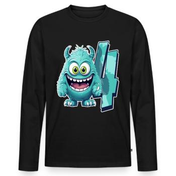 Conception de monstres pour enfants – quatre ans - T-shirt manches longues Premium bio Homme - noir - Devant - Nico (187cm)