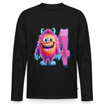 Conception de monstres pour enfants – quatre ans - T-shirt manches longues Premium bio Homme - noir - Devant - Nico (187cm)