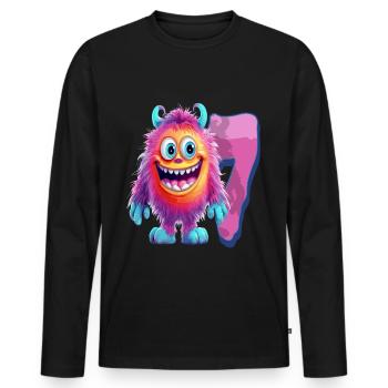 Monster Design for Kids – Seven Years - Men's Premium Organic Long Sleeve Shirt - black - Front - Nico (187cm)