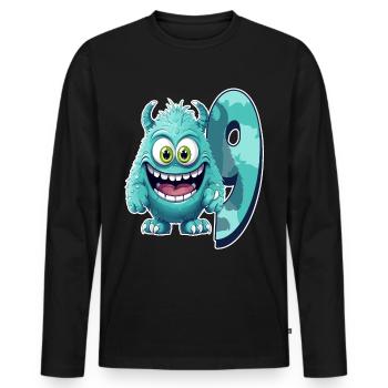 Monster Design pour les enfants – Neuf ans - T-shirt manches longues Premium bio Homme - noir - Devant - Nico (187cm)