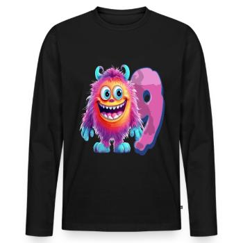 Monster Design pour les enfants – Neuf ans - T-shirt manches longues Premium bio Homme - noir - Devant - Nico (187cm)