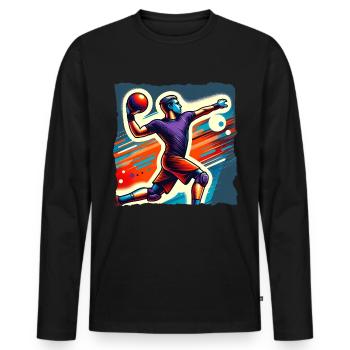 Ballon chasseur - T-shirt manches longues Premium bio Homme - noir - Devant - Nico (187cm)