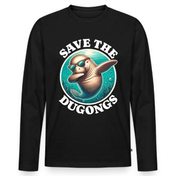 Save Dugong - Men's Premium Organic Long Sleeve Shirt - black - Front - Nico (187cm)