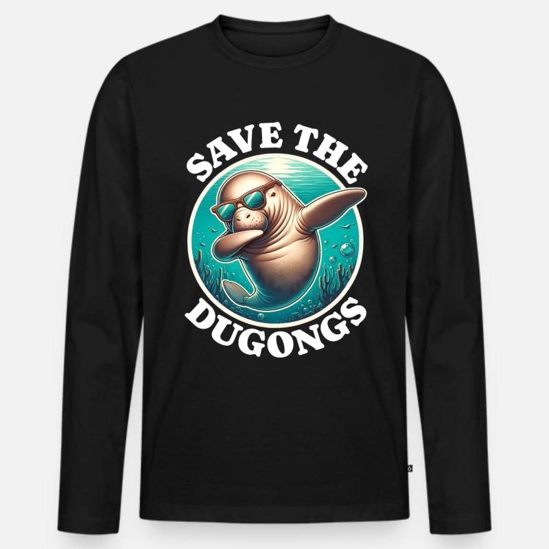 Save Dugong - Männer Premium Bio Langarmshirt - Schwarz
