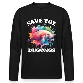 Save Manatee - Men's Premium Organic Long Sleeve Shirt - black - Front - Nico (187cm)