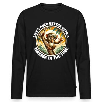 Dicton Tarsier - T-shirt manches longues Premium bio Homme - noir - Devant - Nico (187cm)