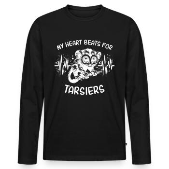 ECG Tarsier Tarsier Cœur Line - T-shirt manches longues Premium bio Homme - noir - Devant - Nico (187cm)