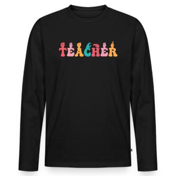 ASL Teacher American Sign Language - Men's Premium Organic Long Sleeve Shirt - black - Front - Nico (187cm)
