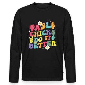 ASL Teacher American Sign Language - Men's Premium Organic Long Sleeve Shirt - black - Front - Nico (187cm)