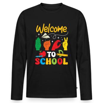 Professeur d’ASL Langue des signes américaine - T-shirt manches longues Premium bio Homme - noir - Devant - Nico (187cm)