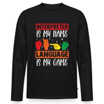 ASL Teacher American Sign Language - Men's Premium Organic Long Sleeve Shirt - black - Front - Nico (187cm)