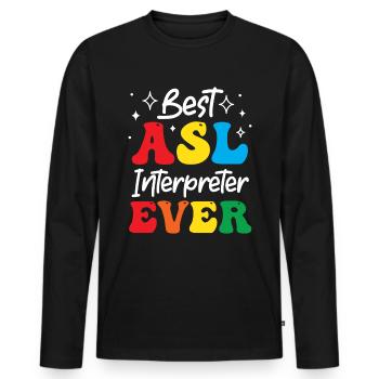 ASL Teacher American Sign Language - Men's Premium Organic Long Sleeve Shirt - black - Front - Nico (187cm)