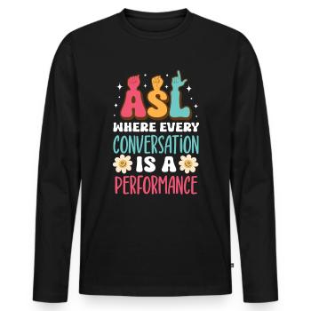 ASL Teacher American Sign Language - Men's Premium Organic Long Sleeve Shirt - black - Front - Nico (187cm)