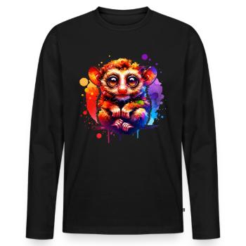 Tarsier Koboldmaki - Männer Premium Bio Langarmshirt - Schwarz - Vorne - Nico (187cm)