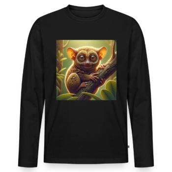 Tarsier Koboldmaki - Männer Premium Bio Langarmshirt - Schwarz - Vorne - Nico (187cm)