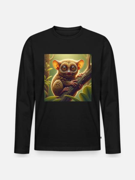 Tarsier Koboldmaki - Men's Premium Organic Long Sleeve Shirt - black