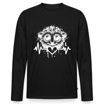 Tarsier Cardio Koboldmaki - Männer Premium Bio Langarmshirt - Schwarz - Vorne - Nico (187cm)