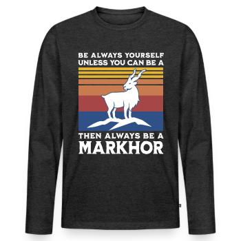 Screw Goat Saying - Men's Premium Organic Long Sleeve Shirt - heather anthracite - Front - Nico (187cm)