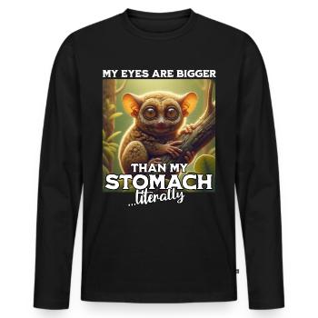 Koboldmaki Spruch Tarsier - Männer Premium Bio Langarmshirt - Schwarz - Vorne - Nico (187cm)