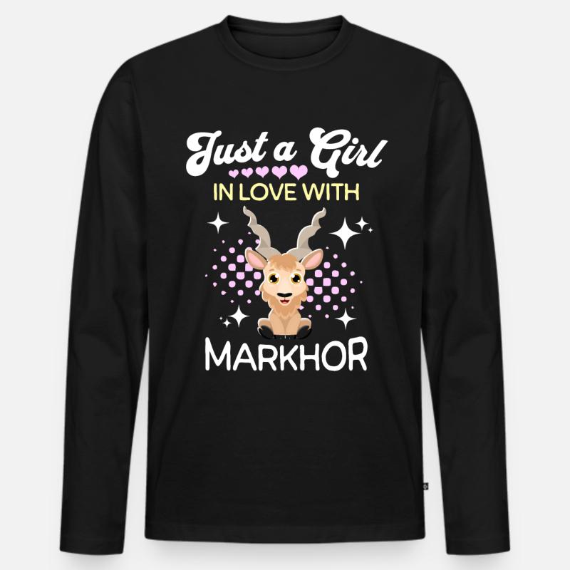 Schraubenziege Mädchen Markhor - Männer Premium Bio Langarmshirt - Schwarz
