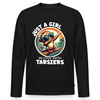 Mädchen Liebt Koboldmaki - Männer Premium Bio Langarmshirt - Schwarz - Vorne - Nico (187cm)