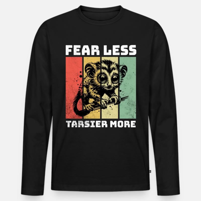 Tarsier Koboldmaki - Männer Premium Bio Langarmshirt - Schwarz