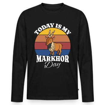 Vis chèvre Markhor - T-shirt manches longues Premium bio Homme - noir - Devant - Nico (187cm)