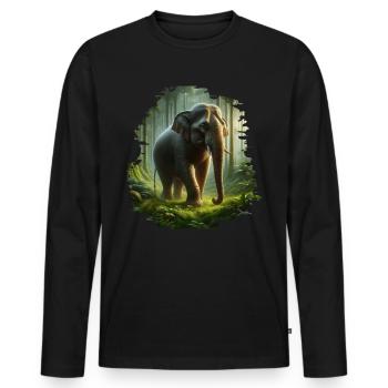 Sumatra Elefant - Männer Premium Bio Langarmshirt - Schwarz - Vorne - Nico (187cm)