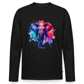 Sumatra Elefant - Männer Premium Bio Langarmshirt - Schwarz - Vorne - Nico (187cm)