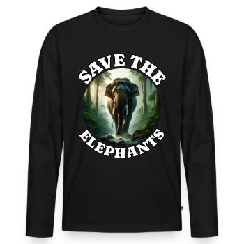 Sumatra Elefant - Männer Premium Bio Langarmshirt - Schwarz - Vorne - Nico (187cm)