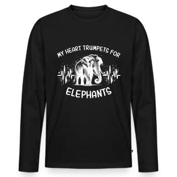 Sumatra Elefant Herzlinie - Männer Premium Bio Langarmshirt - Schwarz - Vorne - Nico (187cm)