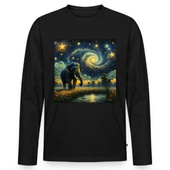 Sumatran Elephant Starry Night - Men's Premium Organic Long Sleeve Shirt - black - Front - Nico (187cm)