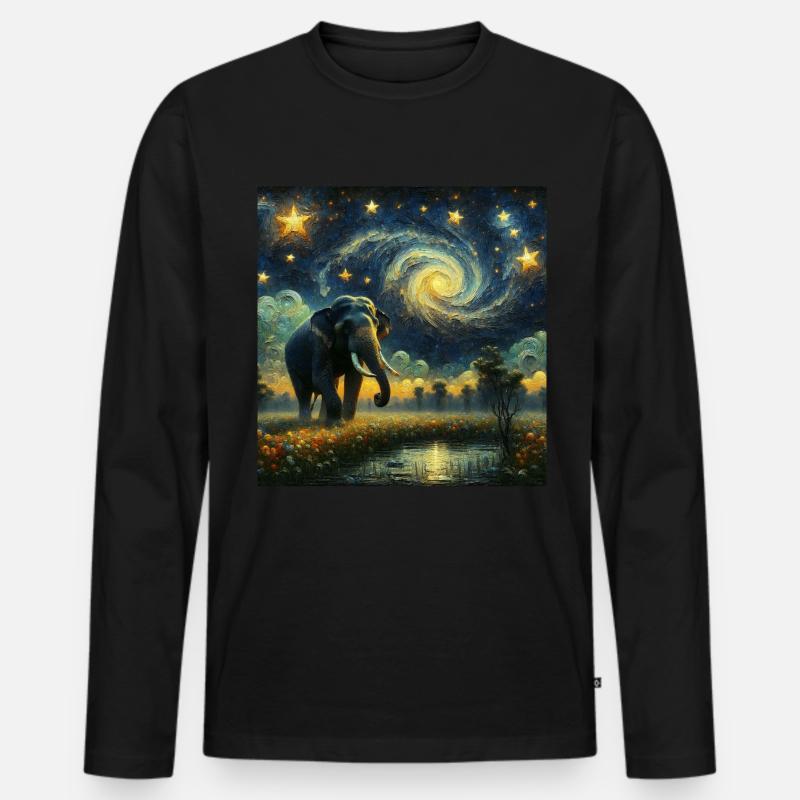 Sumatran Elefant Starry Night - Männer Premium Bio Langarmshirt - Schwarz