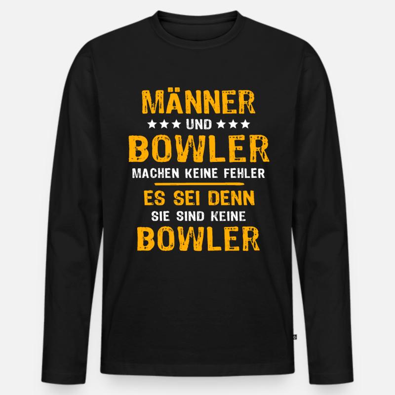 Bowler Bowling - Männer Premium Bio Langarmshirt - Schwarz