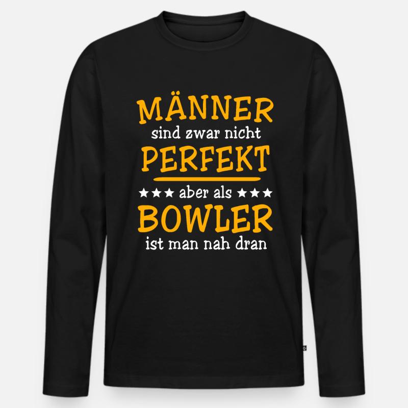 Bowler Bowling - Männer Premium Bio Langarmshirt - Schwarz