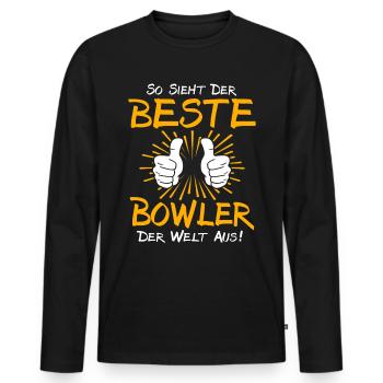 Idée cadeau melon - T-shirt manches longues Premium bio Homme - noir - Devant - Nico (187cm)